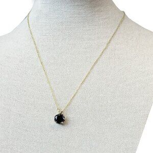 Black Moissanite 2ct Solitaire Necklace - Gold over Sterling Silver – NEW